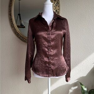 Anxiety Silk Brown Button up Blouse